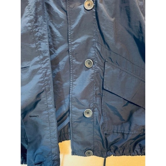 Eileen Fisher Organic Cotton Nylon Rain Jacket Blue Button Hooded Size‎ XL - Picture 7 of 13